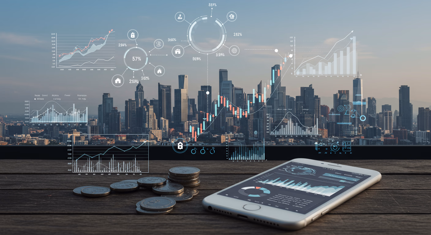Investment portfolio documents and charts showing financial planning strategy