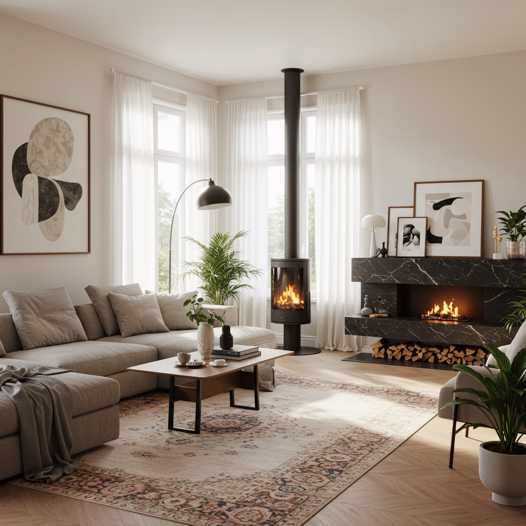 Living room decor showing modern interior design with furniture and home styling