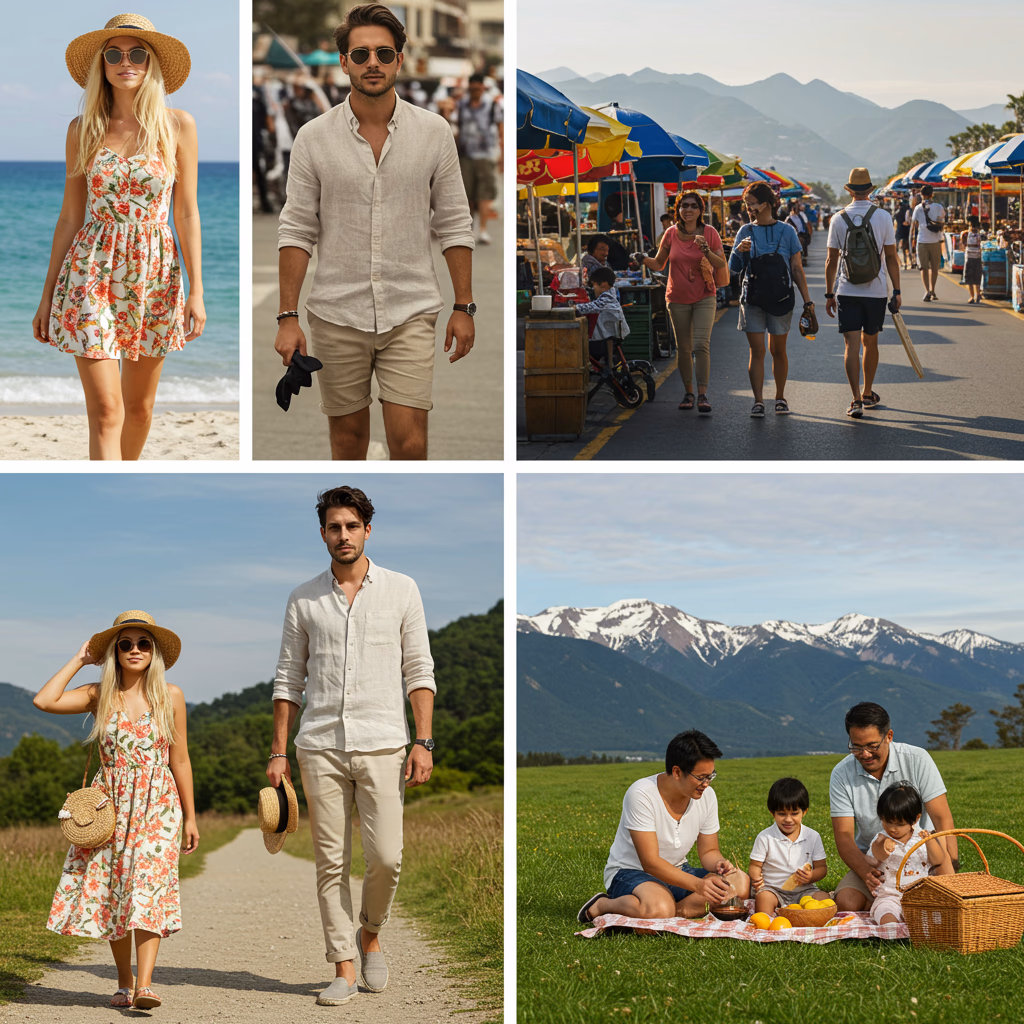 Travel outfit ideas showing comfortable vacation clothing and stylish travel fashionTravel outfit ideas showing comfortable vacation clothing and stylish travel fashion